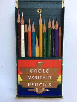 Vintage 1970s 1980s Children's Colouring Pencils Box Set